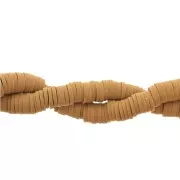 Perles Heishi rondelles  en pâte polymère 6x1 mm Ocre x41cm