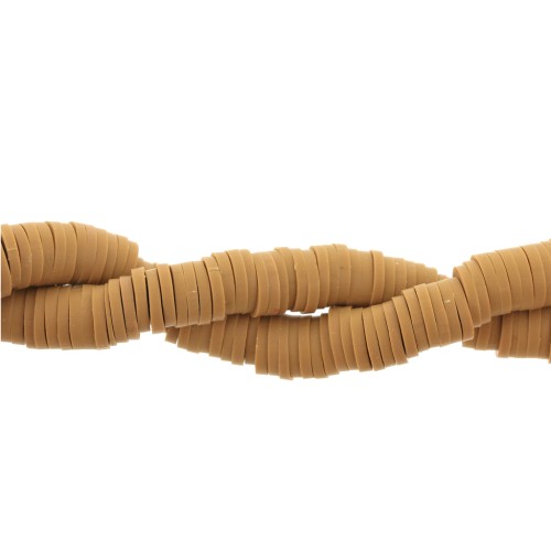 Perles Heishi rondelles  en pâte polymère 6x1 mm Ocre x41cm