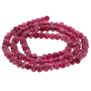 Perles rondes aplaties facettées 4x3mm pierre gemme teintée Quartz Fuschia x35cm|raw }}