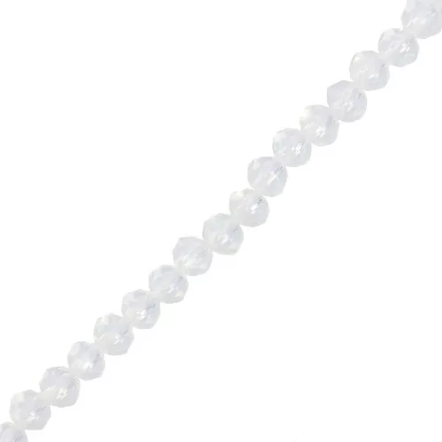Perles rondes aplaties facettées 4x3 mm Pierre gemme Quartz Blanc x39cm