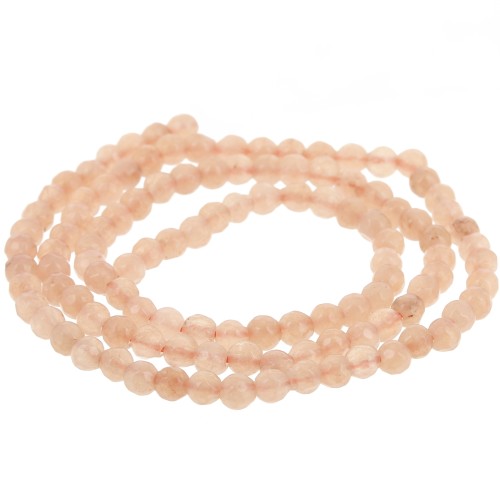 Rondes aplaties facettées 4x3 mm pierre gemme  teintée - Quartz Orange Clair x35cm