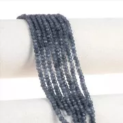 Rondes aplaties facettées 4x3 mm pierre gemme teintée - Quartz Bleu Marine x35cm