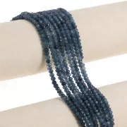 Rondes aplaties facettées 4x3 mm pierre gemme teintée - Quartz Bleu Marine x35cm