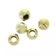 Perles rondes 4 mm - gros trous - en Argent 925 Doré à l'or fin x25