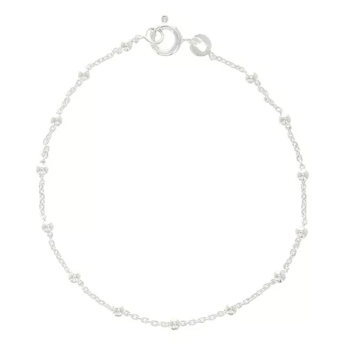 Bracelet maille forçat rectangle alternée perles rondes 2.5mm (1x1) AG925 x17cm