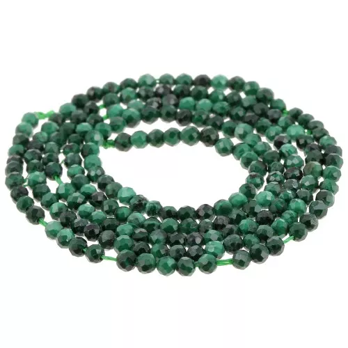 Perles Rondes facettées 2.5 mm - Malachite x39cm