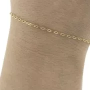 Chaîne maille forçat ovale limée 1.6 mm en Acier inoxydable 316L Doré x 50cm