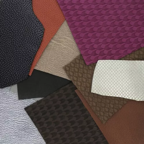 Chutes de cuir de luxe texturé en morceaux tailles/couleurs différentes x 200g