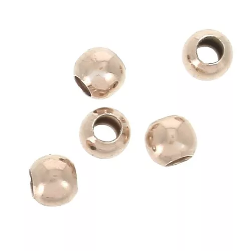 Perles rondes 3 mm en Argent 925 Doré Rose x50