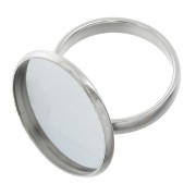 Bague serti réglable pour cabochon fond plat 20 mm en Acier inox x1|raw }}