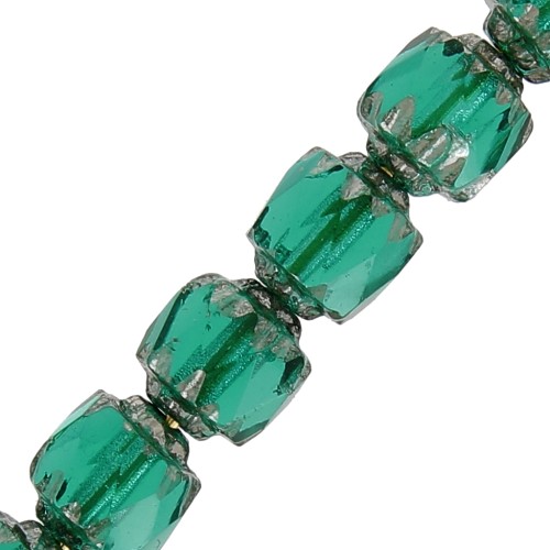 Facettes Antiques 6 mm Emerald Silver x20