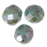 Facettes 8 mm Vert/Gris marbré x20