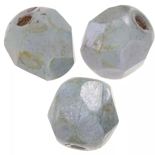 Facettes 6 mm Vert/Gris marbré x25