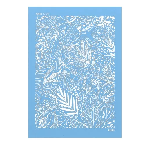 Silk Screen Moiko pour Pâte polymère 74x105 mm Motif Feuillage Tropical 12.02