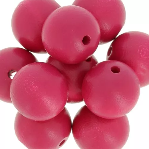 Ronde en bois 20 mm Fuchsia x5