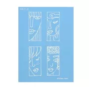 Silk Screen Moiko pour Pâte polymère 74x105 mm Motif Visages 2 Nevenka Sabo 11.29