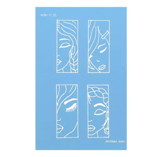 Silk Screen Moiko pour Pâte polymère 74x105 mm Motif  Visages 3 Nevenka Sabo 11.30