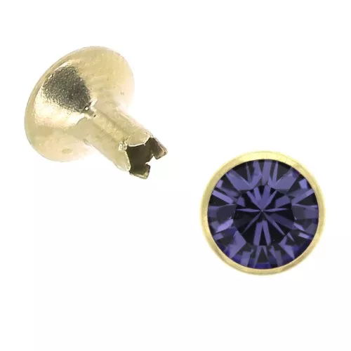 Rivet PureCrystal 53001 7 mm Tanzanite / Doré x1