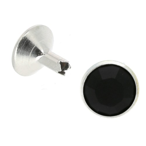 Rivet PureCrystal 53006 9 mm Jet / Argenté x1