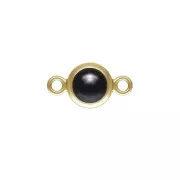 Intercalaire rond 4.6 mm Imitation Black Onyx - Gold filled (or laminé)  x1