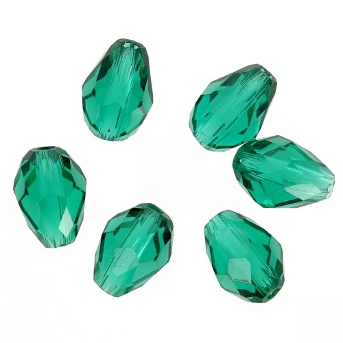 Perles poires en verre facetté 6x8 mm - Emerald x20