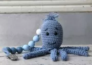 Perles en silicone 15 mm pour attache sucette/tétine - Mint / Gris / Blanc x7