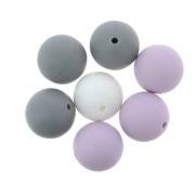 Perles en silicone 15 mm pour attache sucette/tétine - Lavande / Gris / Blanc x7|raw }}