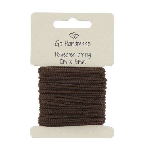 Corde en polyester 1.5 mm pour attache sucette/tétine - Marron foncé x10 m