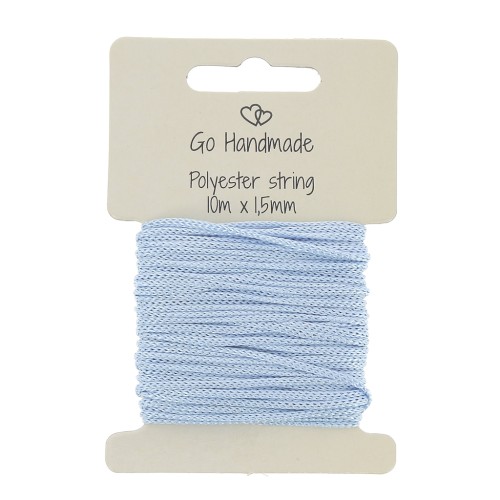 Corde en polyester 1.5 mm pour attache sucette/tétine - Bleu clair x10 m