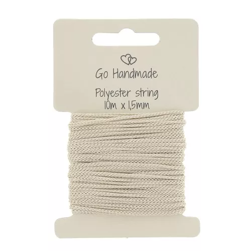 Corde en polyester 1.5 mm pour attache sucette/tétine - Beige x10 m
