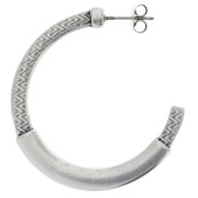 Créoles fantaisie ethnique 39 mm - Placage Argent fin vieilli x2|raw }}
