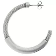 Créoles fantaisie ethnique 39 mm - Placage Argent fin vieilli x2