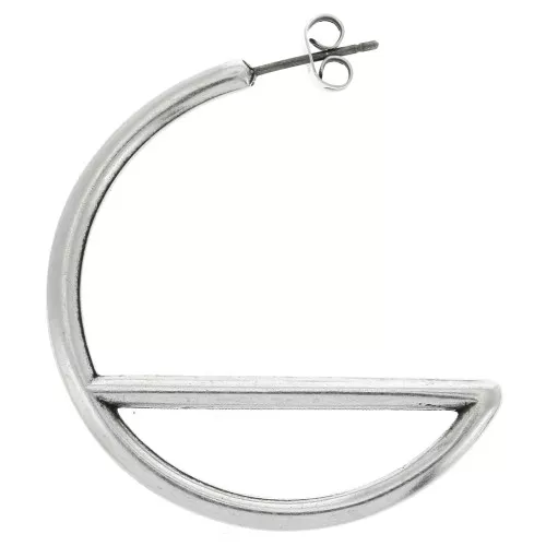Créoles design géométrique 40 mm - Placage Argent fin vieilli x2