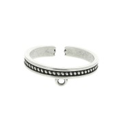 Bague réglable avec 1 anneau - motif ethnique - Placage Argent fin vieilli x1|raw }}