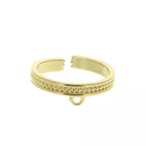 Bague réglable avec 1 anneau - motif ethnique - Doré à l'or fin x1