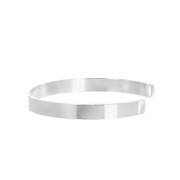 Bracelet jonc en laiton 2 trou 6x150 mm - Placage Argent fin vieilli x1