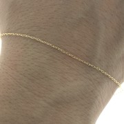 Chaîne fine maille Forçat ovale allongée 1 mm - Doré à l'or fin x1m