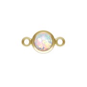 Intercalaire rond 4.6 mm Imitation White Opal - Gold filled (or laminé) x1