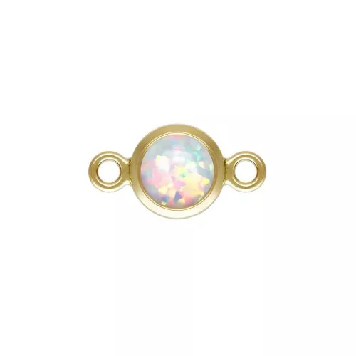 Intercalaire rond 4.6 mm Imitation White Opal - Gold filled (or laminé) x1