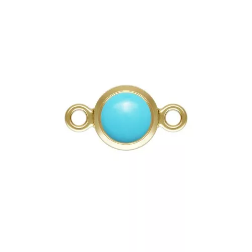 Intercalaire rond 4.6 mm Imitation Turquoise-- Gold filled (or laminé) x1