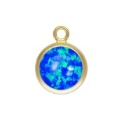 Pendentif rond 6.5 mm Imitation Blue Opal - Gold filled (or laminé) x1|raw }}