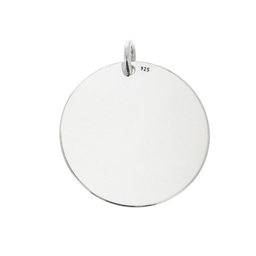 Breloque médaille à graver avec anneau ouvert - 22 mm en Argent 925 x1