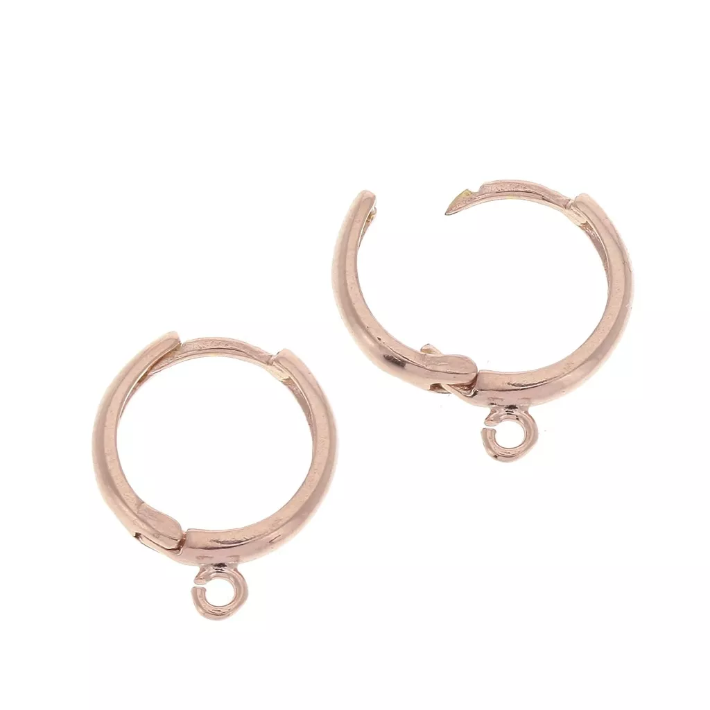Boucles D'Oreilles Ronde Argenté Rose - Perles Roses - Fermoir Dormeuse - Neuf Sans Emballage