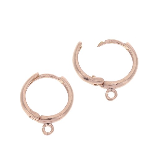 Dormeuses créoles forme ronde avec anneau ouvert 17 mm - Argent 925 Doré Rose x2