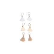 Pompons en coton 11 mm avec anneau ouvert argenté - Mix Beige x6|raw }}