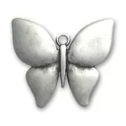 Pendentif papillon 38x44 mm Placage Argent fin vieilli x1
