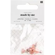 Pompons en coton 11mm avec anneau ouvert argenté - Pastel Rose x6