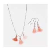 Pompons en coton 11mm avec anneau ouvert argenté - Pastel Rose x6