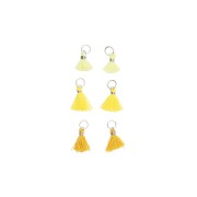 Pompons en coton 11 mm avec anneau ouvert argenté - Mix Jaune x6|raw }}