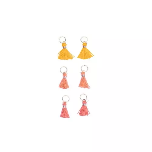 Pompons en coton 11 mm avec anneau ouvert argenté - Fluo x6